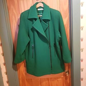 Vintage Green Fairbrooke Saks Fifth Avenue Wool Zipper Coat